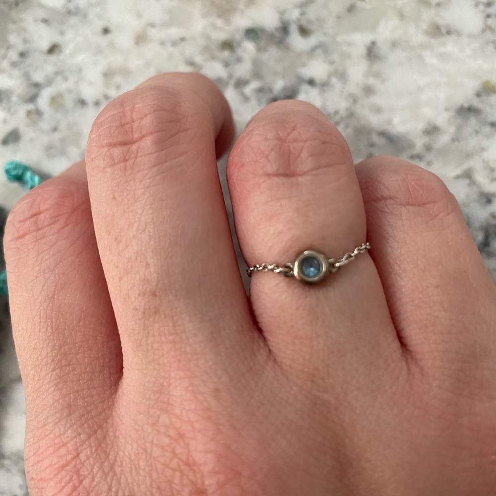 Tiffany & Co silver Chain Aquamarine Ring!
